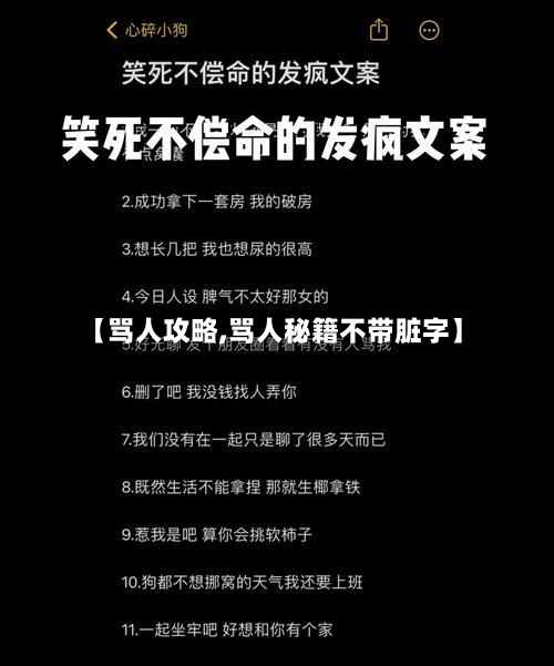 【骂人攻略,骂人秘籍不带脏字】-第2张图片