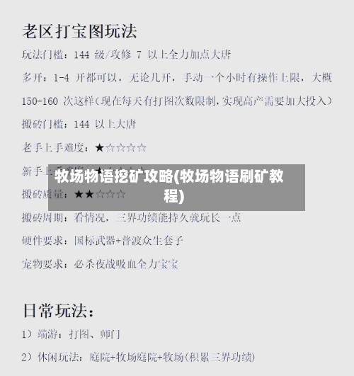 牧场物语挖矿攻略(牧场物语刷矿教程)-第2张图片